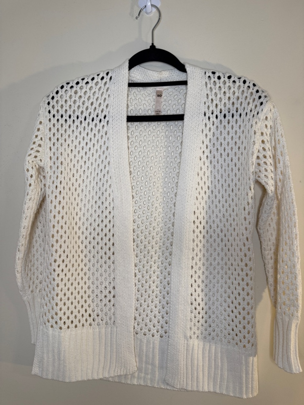 SO Cream Open-Weave Crochet Cardigan